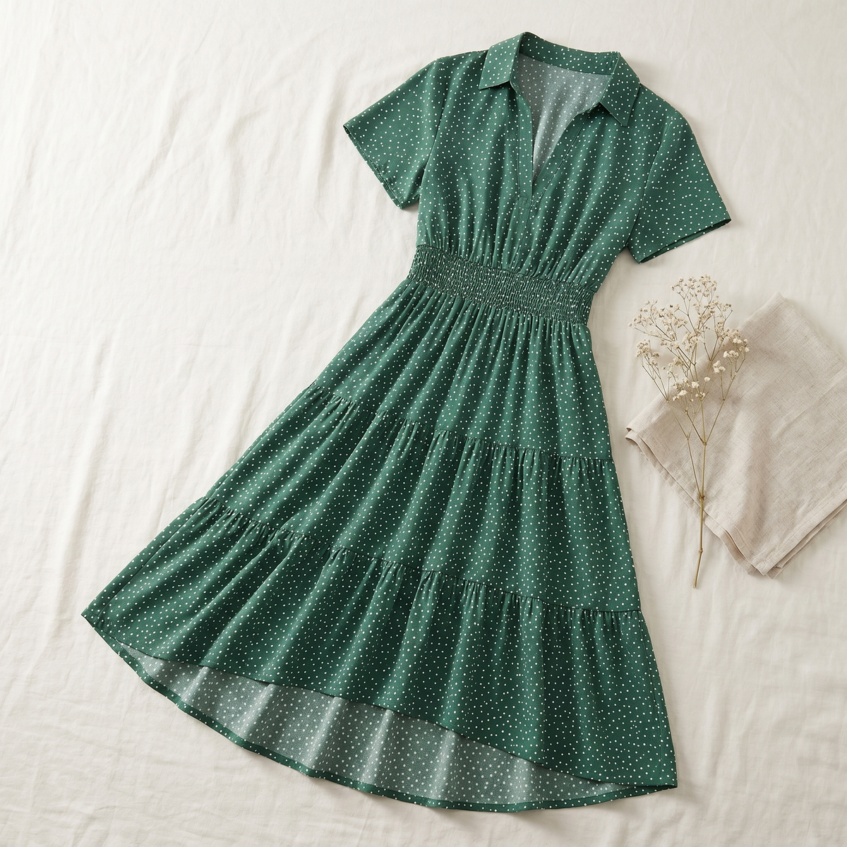 Robe chemise midi en coton pour femme | Vêtement décontracté d'été
