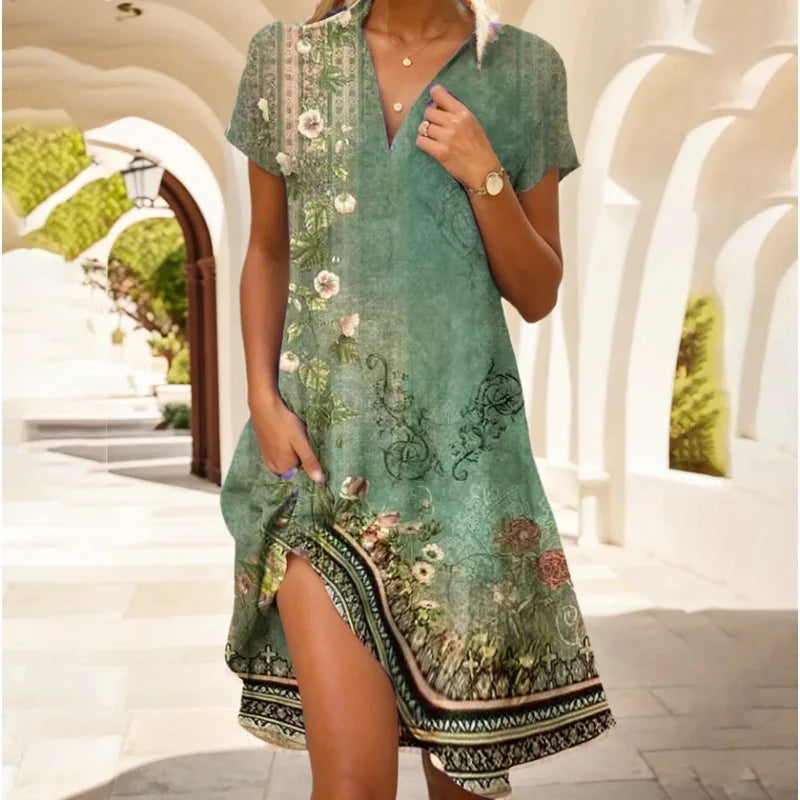 Robe chemise mini à motif floral pour femme