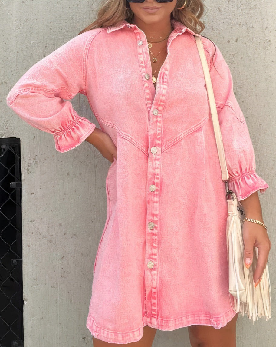 Robe chemise mini pour femme avec boutons