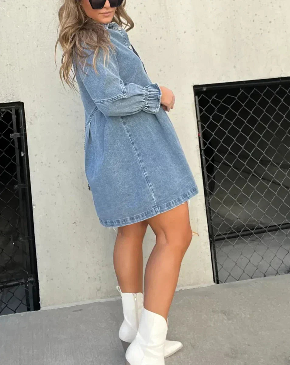 Robe chemise mini pour femme avec boutons