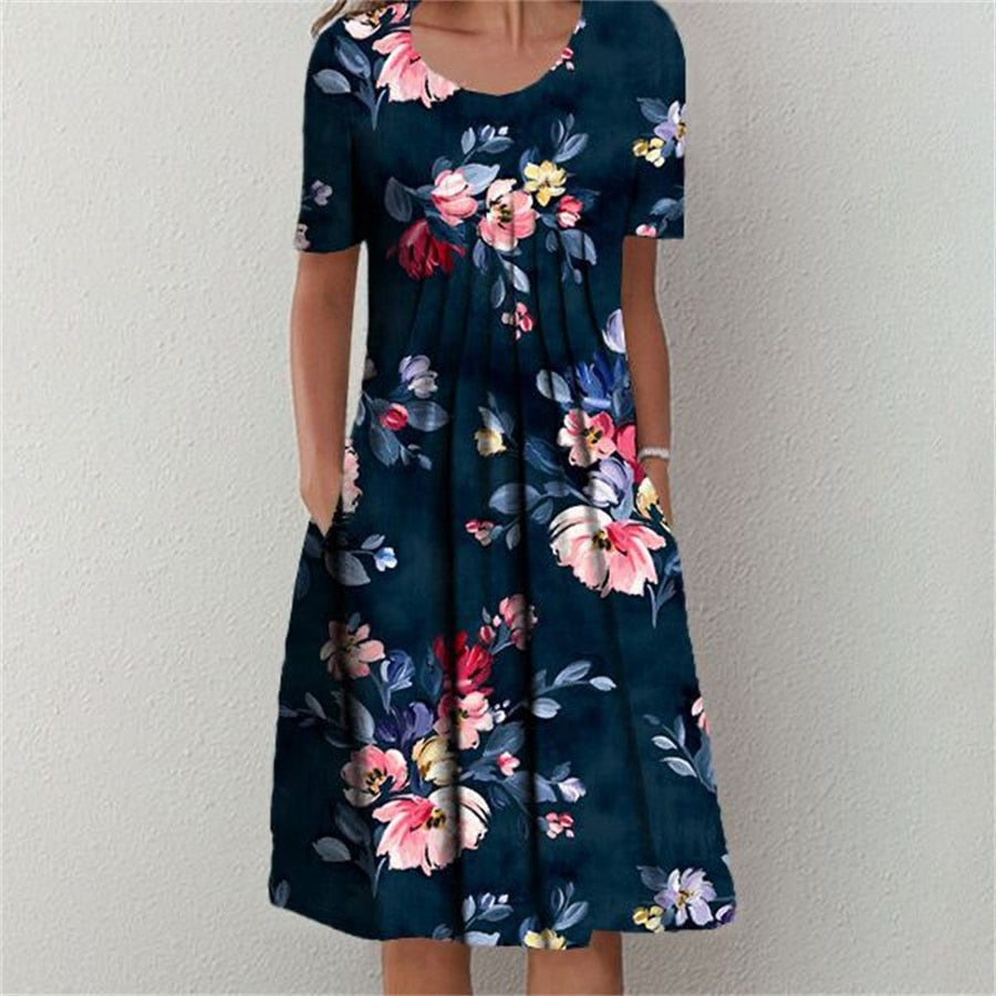 Robe confortable à imprimé floral bohème