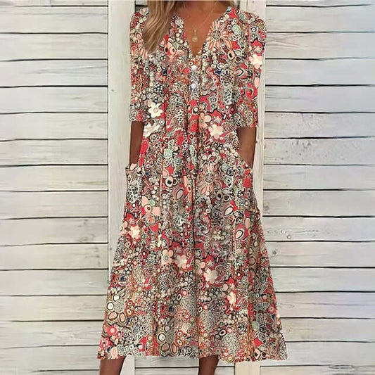 Robe d'été à fleurs avec design élégant, légère et confortable