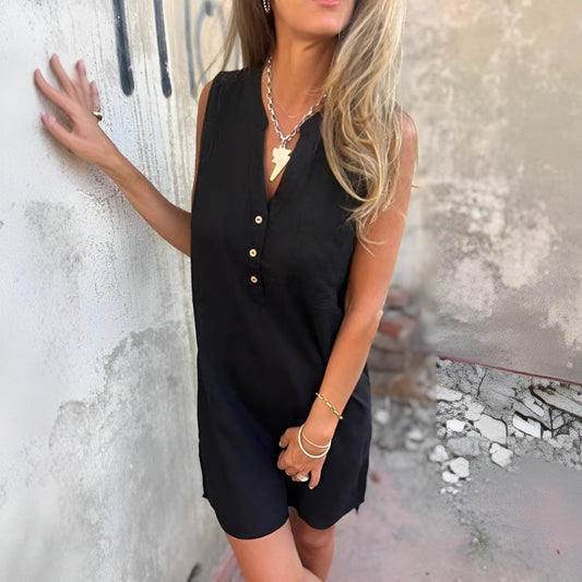 Robe d'été courte à boutons