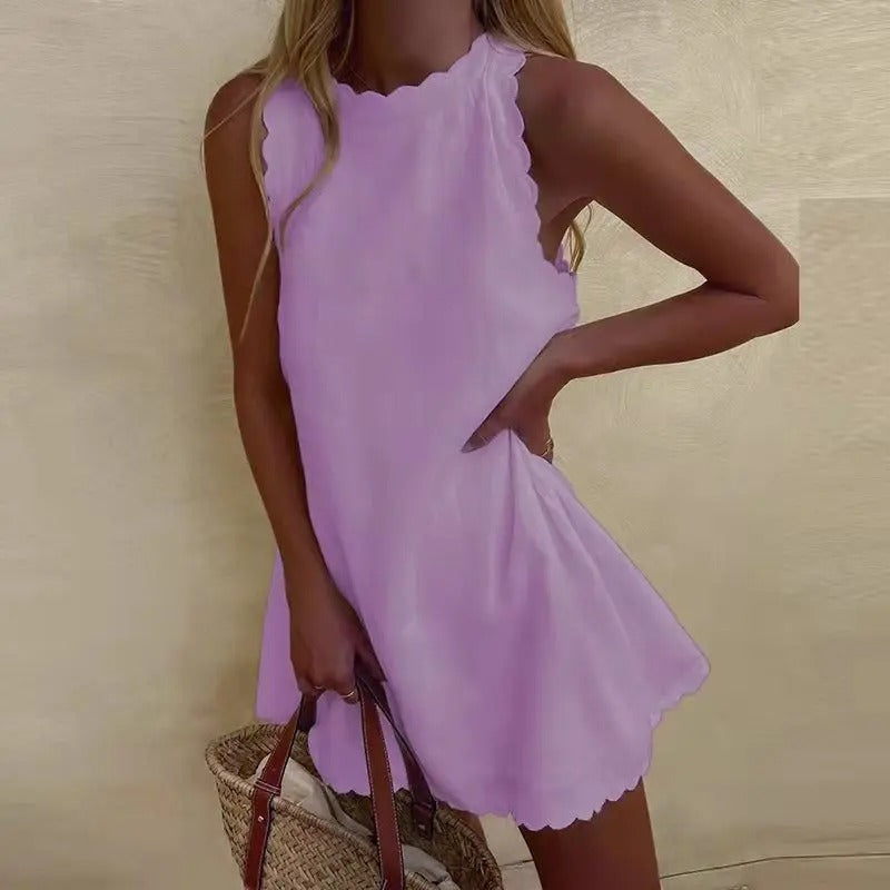 Robe d'été femme en tissu léger avec ourlet coquille et toucher doux