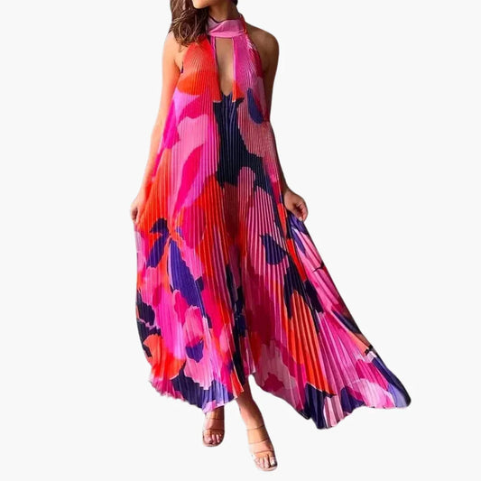 Robe d'été plissée à motif floral