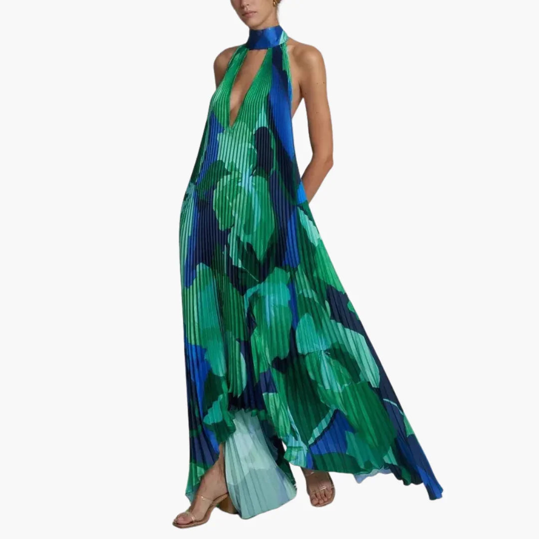 Robe d'été plissée à motif floral