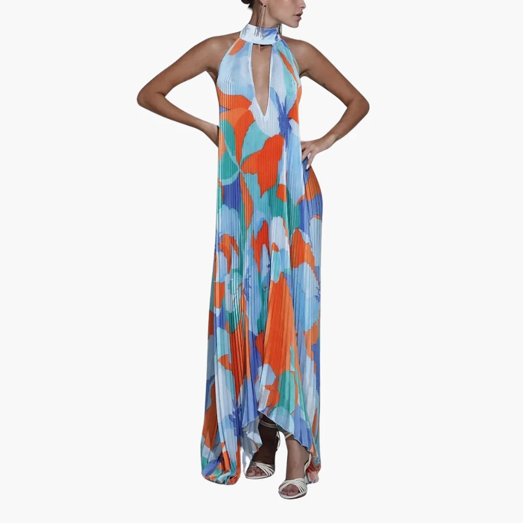 Robe d'été plissée à motif floral