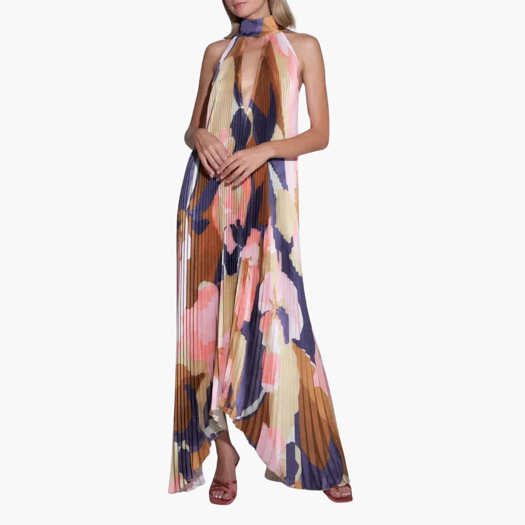 Robe d'été plissée à motif floral