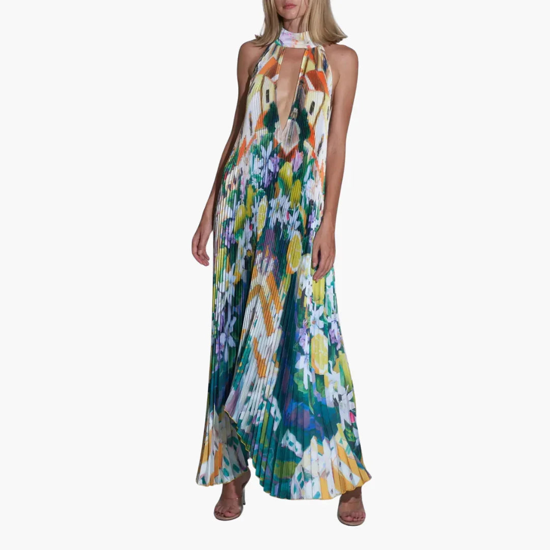 Robe d'été plissée à motif floral