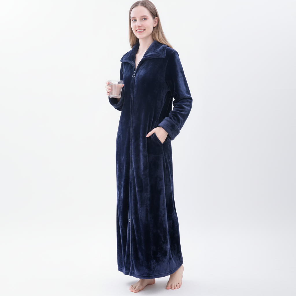 Robe de chambre longue zippée
