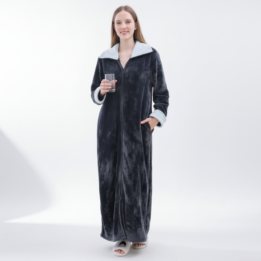Robe de chambre longue zippée