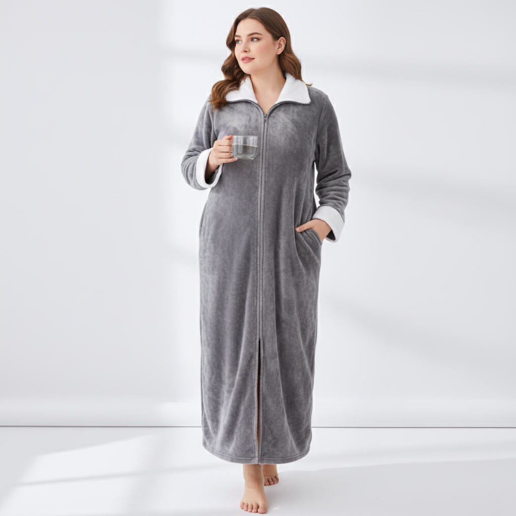 Robe de chambre longue zippée