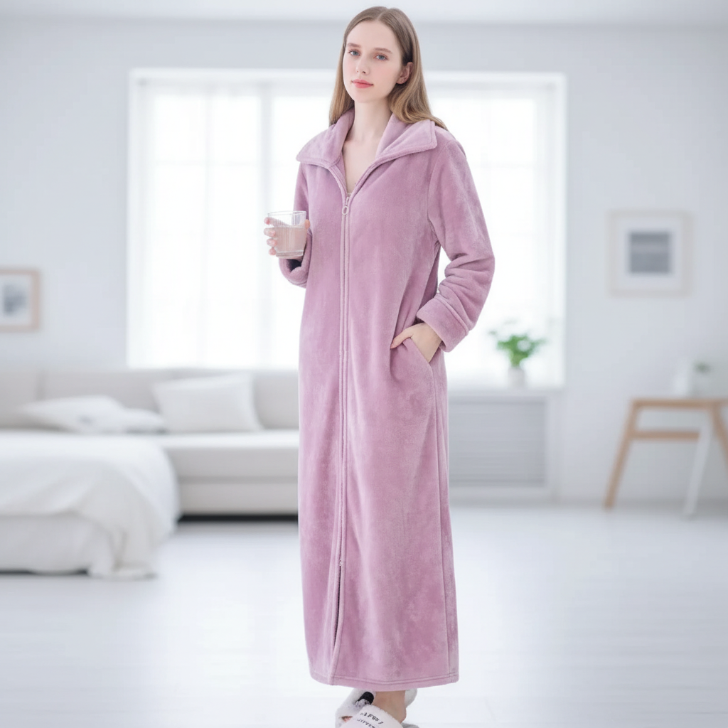 Robe de chambre longue zippée