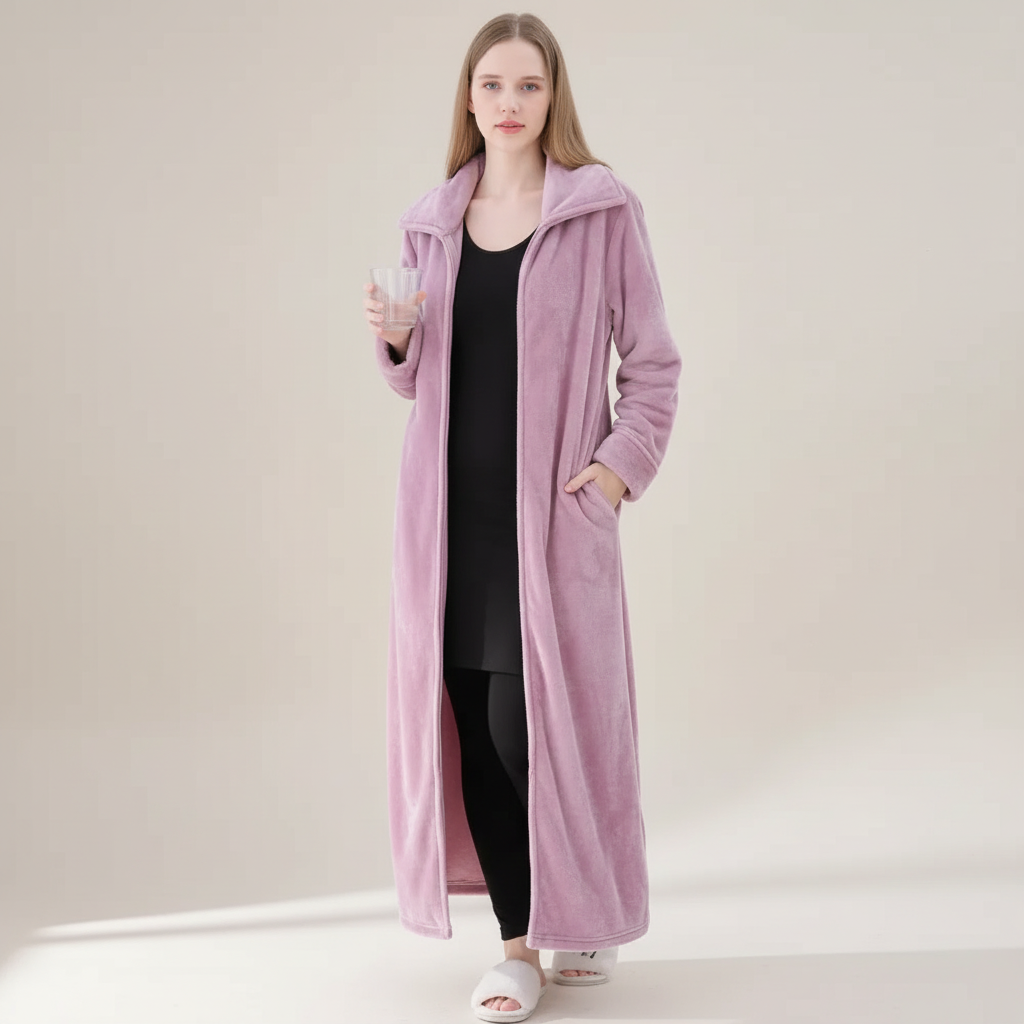 Robe de chambre longue zippée
