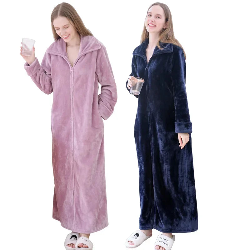 Robe de chambre longue zippée