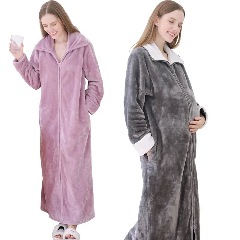 Robe de chambre longue zippée