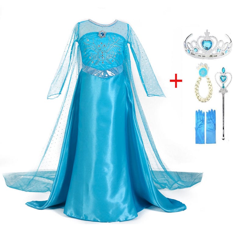Robe de princesse bleue avec accessoires pour s'amuser