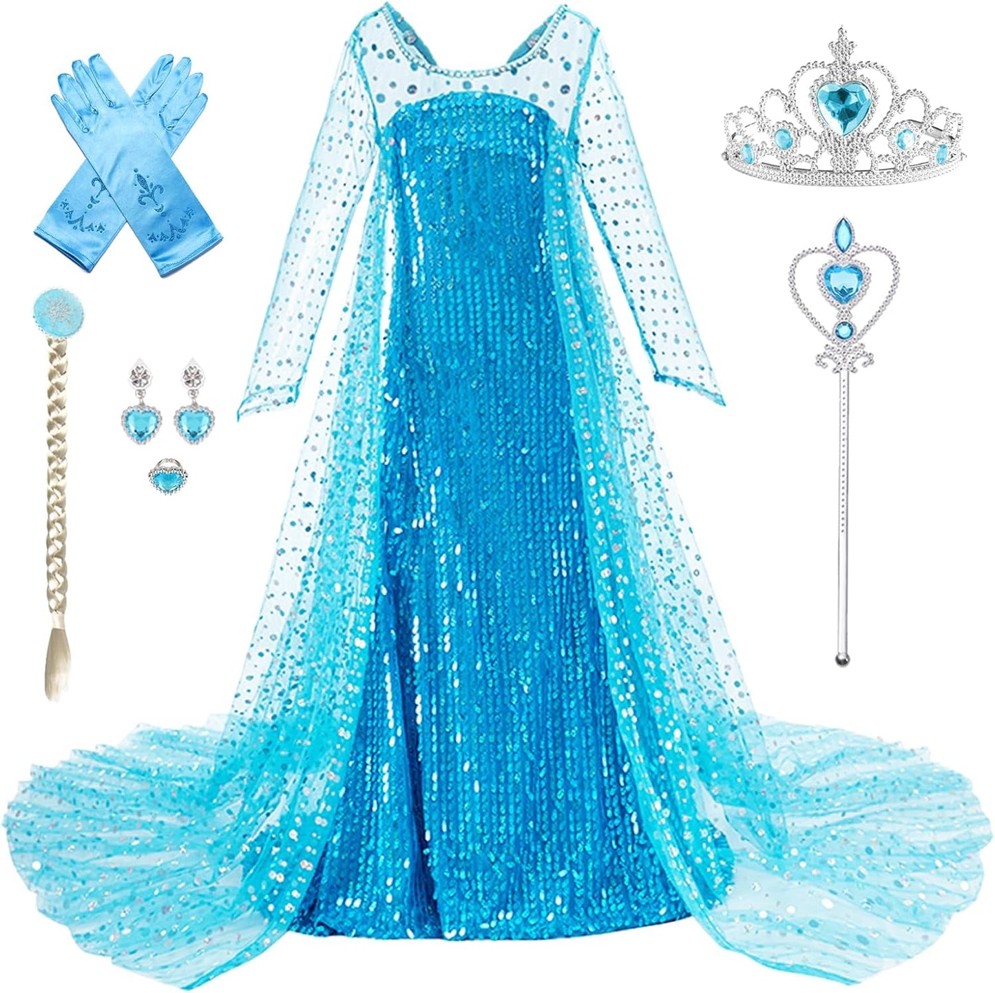 Robe de princesse bleue avec accessoires pour s'amuser