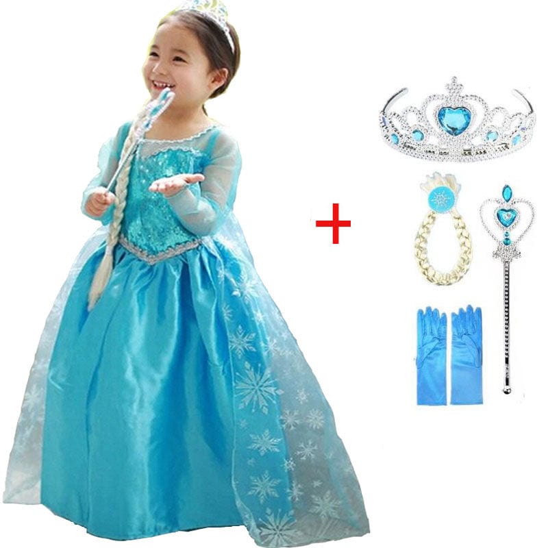 Robe de princesse bleue avec accessoires pour s'amuser