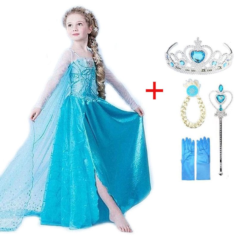 Robe de princesse bleue avec accessoires pour s'amuser