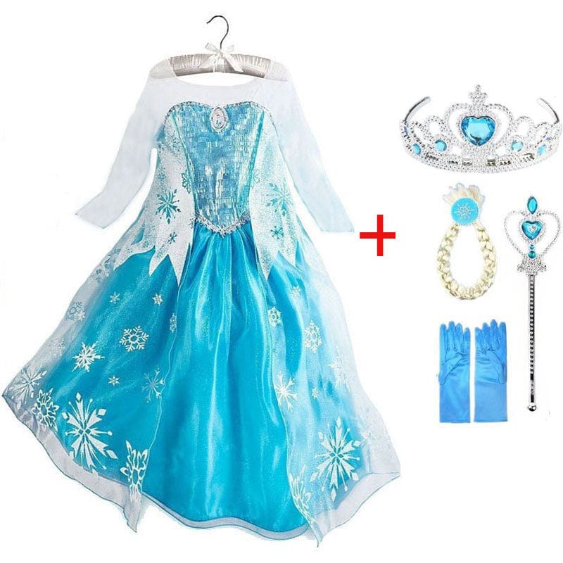 Robe de princesse bleue avec accessoires pour s'amuser