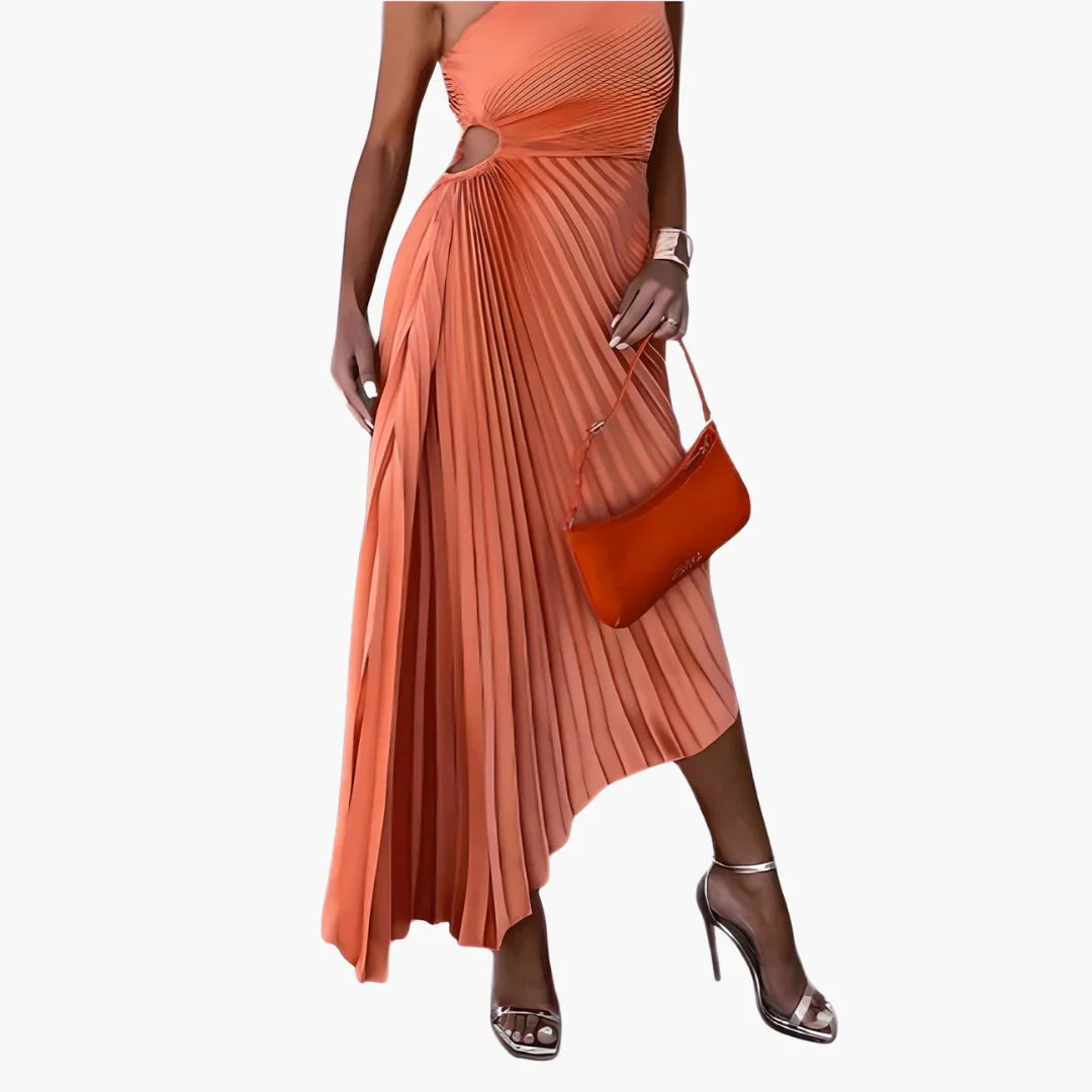 Robe de soirée asymétrique sans manches longueur cheville pour femme