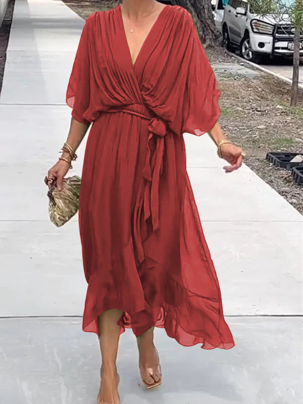 Robe élégante à encolure en V