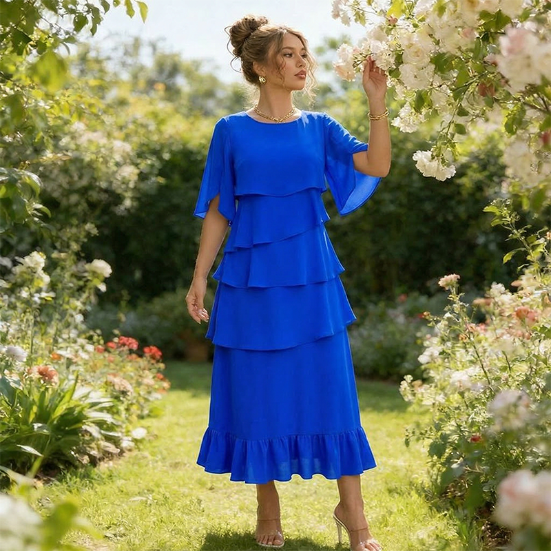 Robe élégante à volants superposés