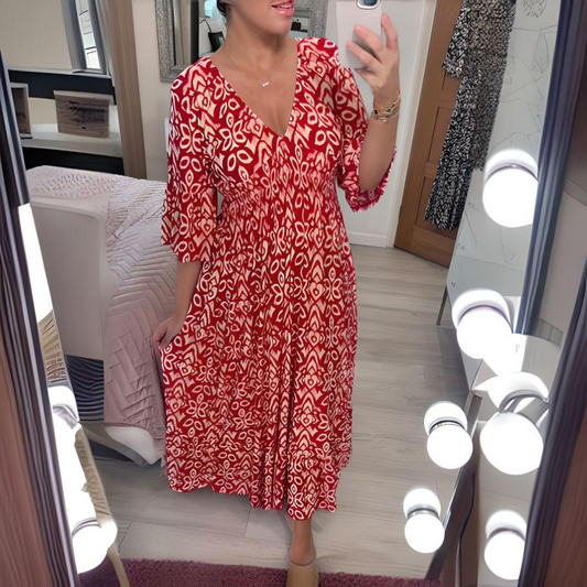Robe évasée pour femme à imprimé boho