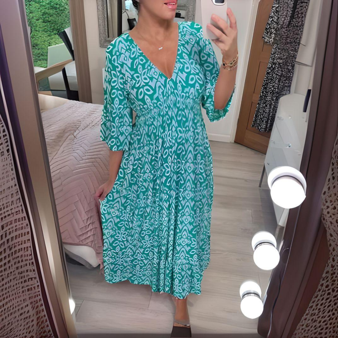 Robe évasée pour femme à imprimé boho