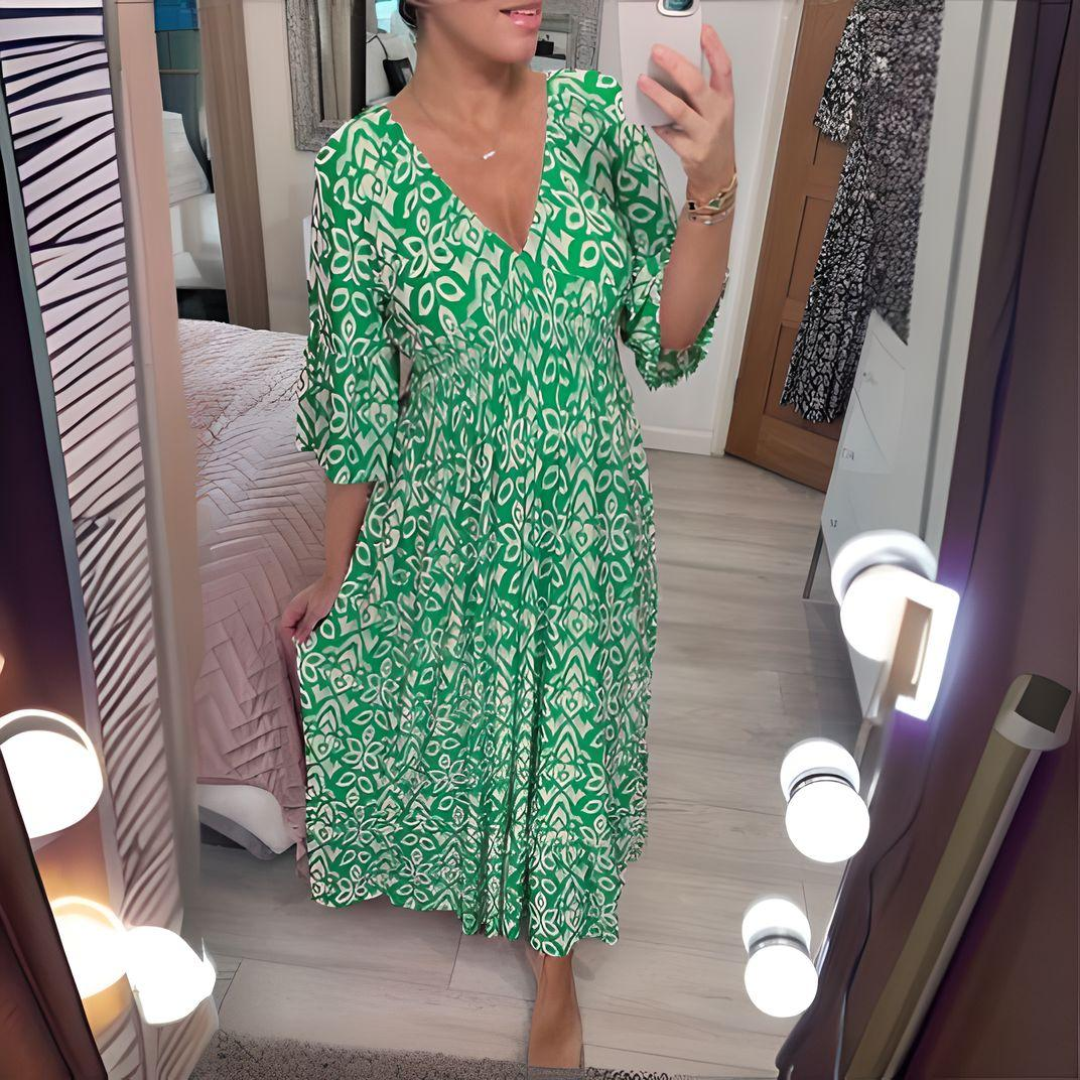 Robe évasée pour femme à imprimé boho