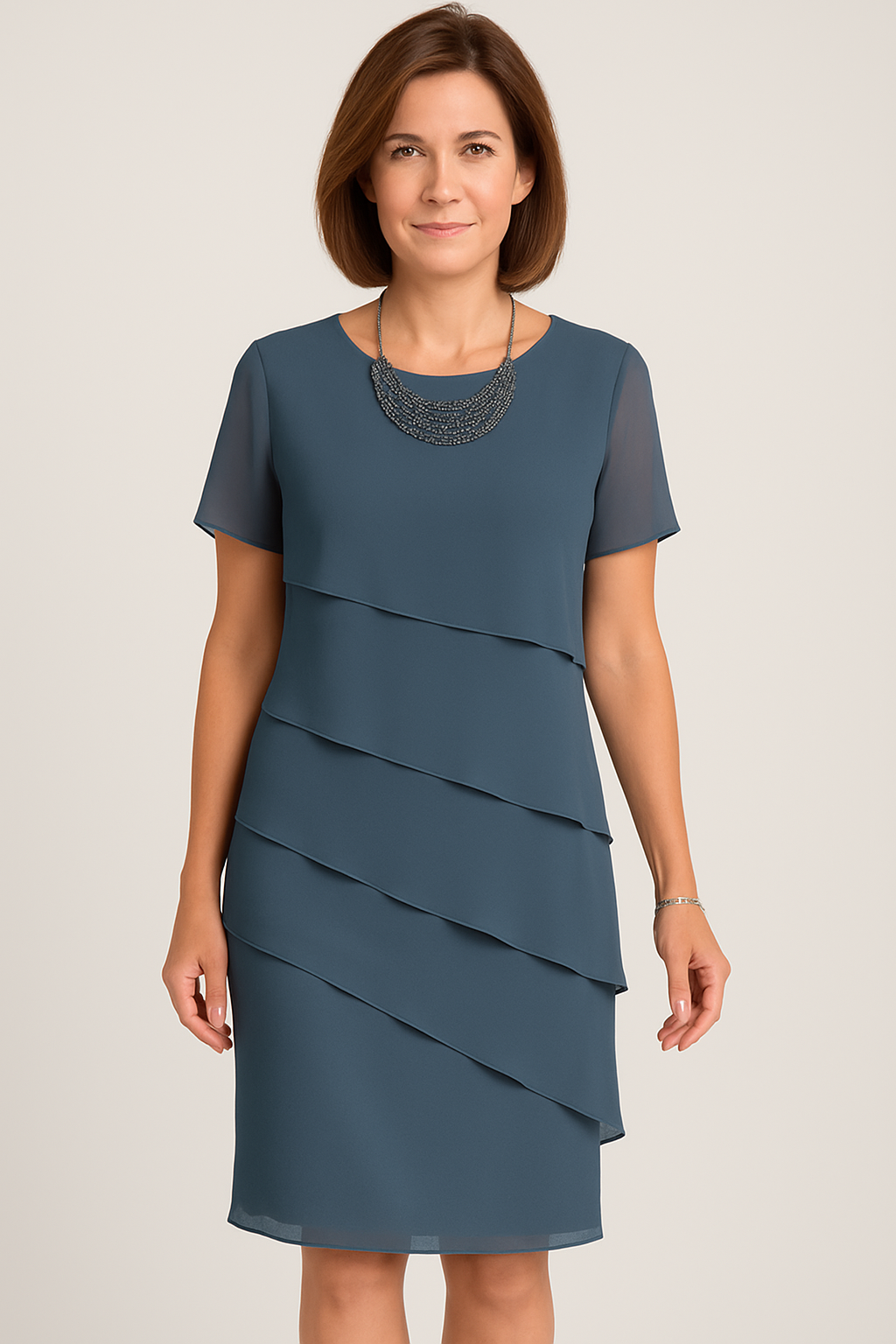 Robe fourreau d'été femme avec effet de superposition
