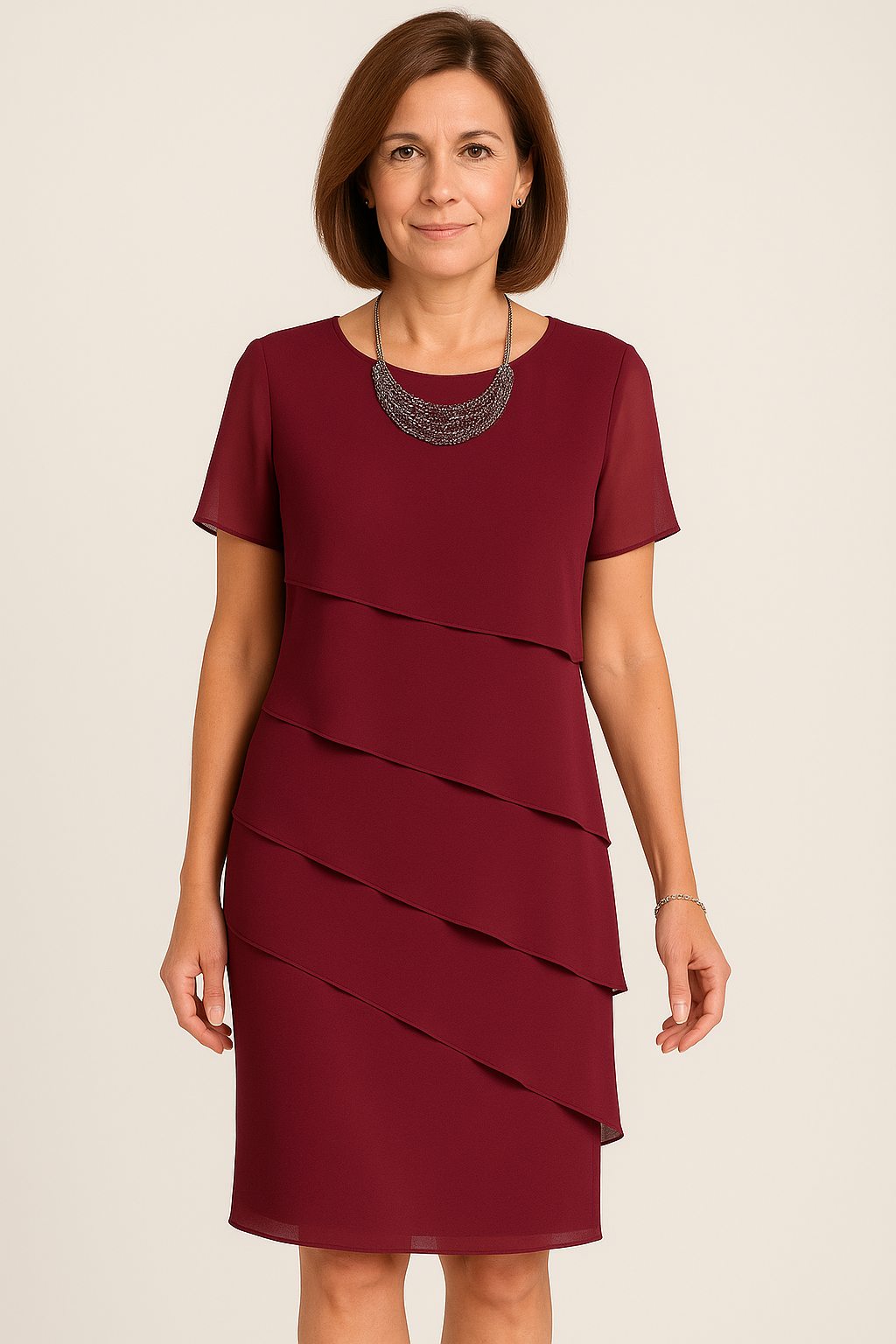 Robe fourreau d'été femme avec effet de superposition