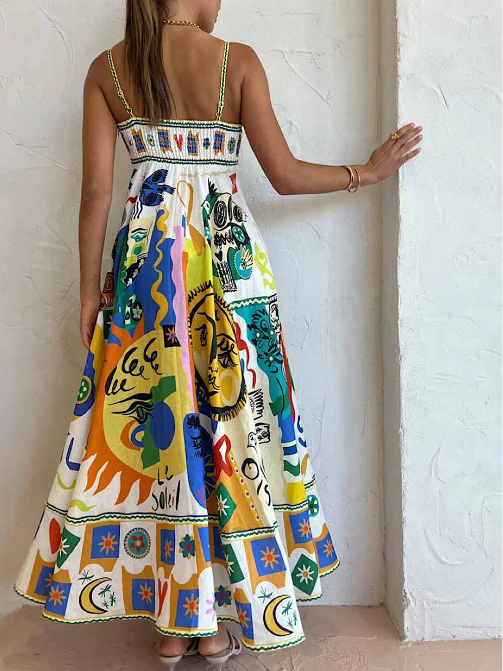 Robe longue sans manches coupe trapèze femme