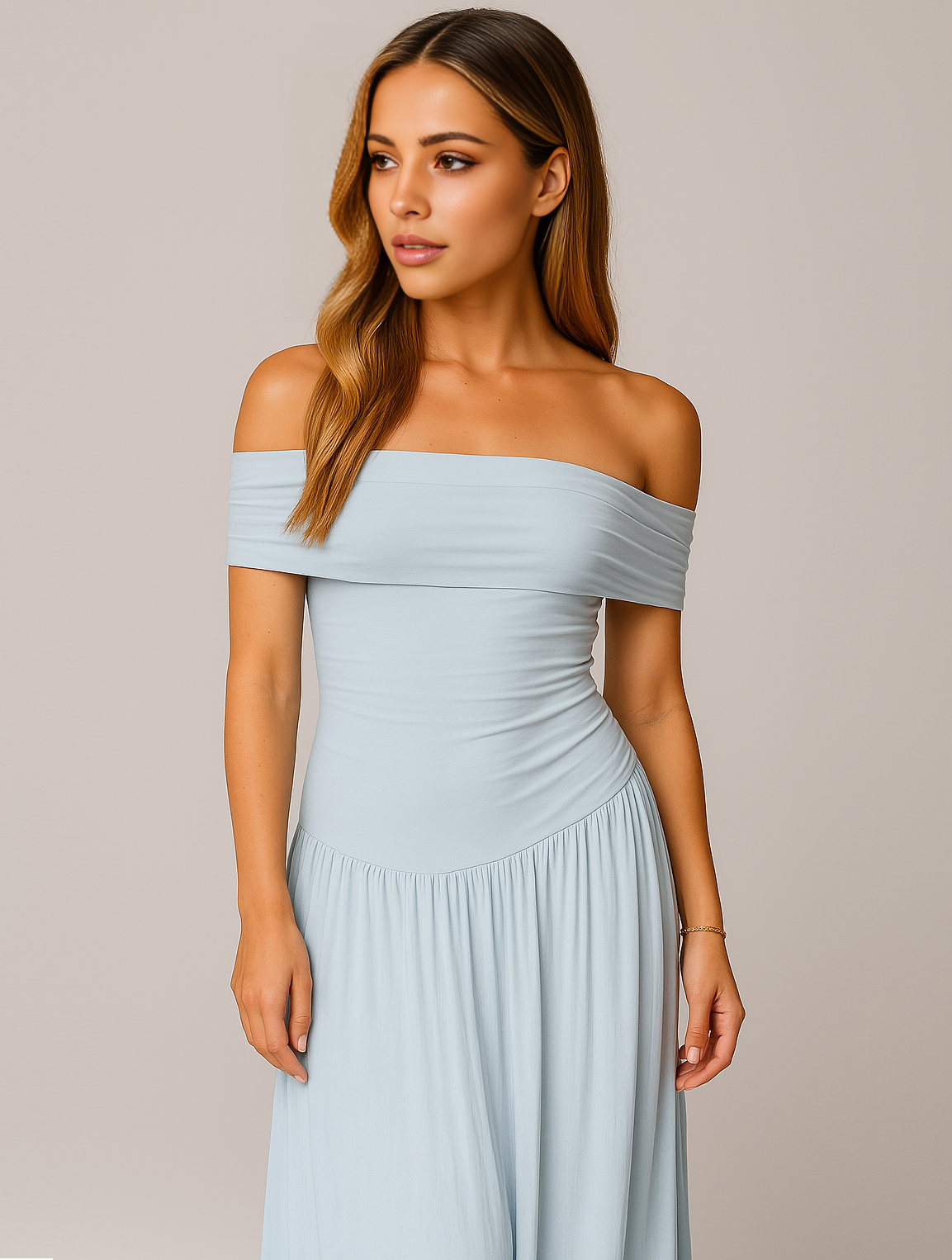Robe maxi à épaules dénudées pour femme