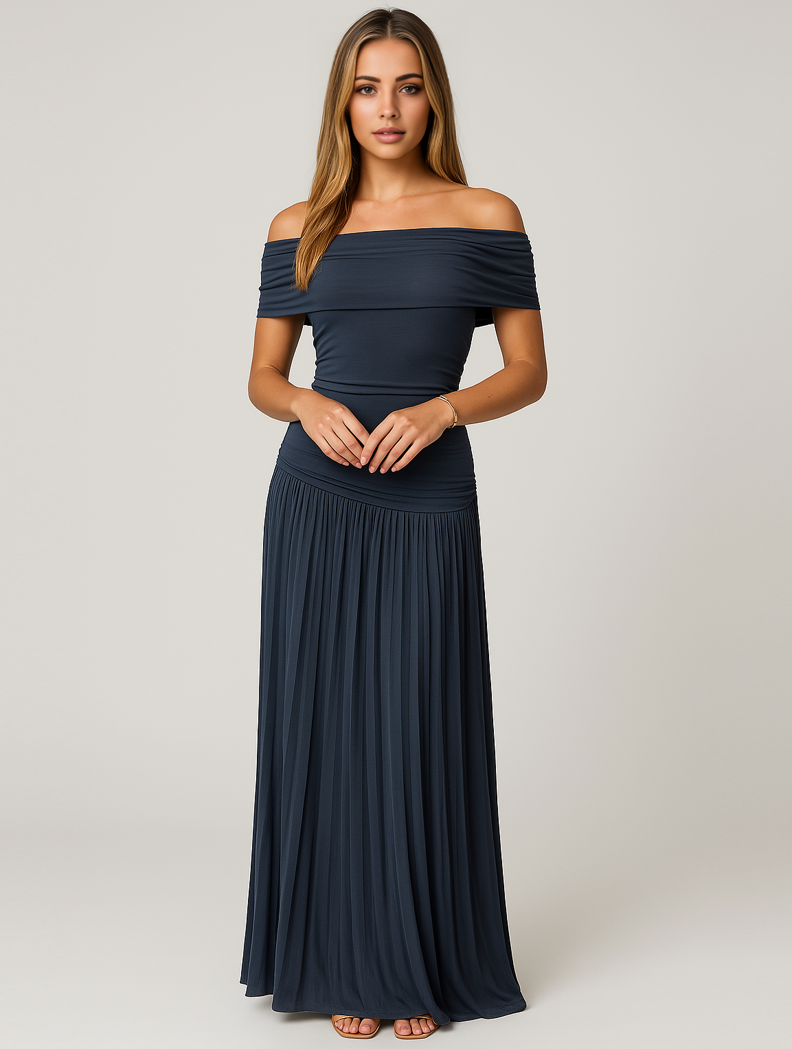 Robe maxi à épaules dénudées pour femme