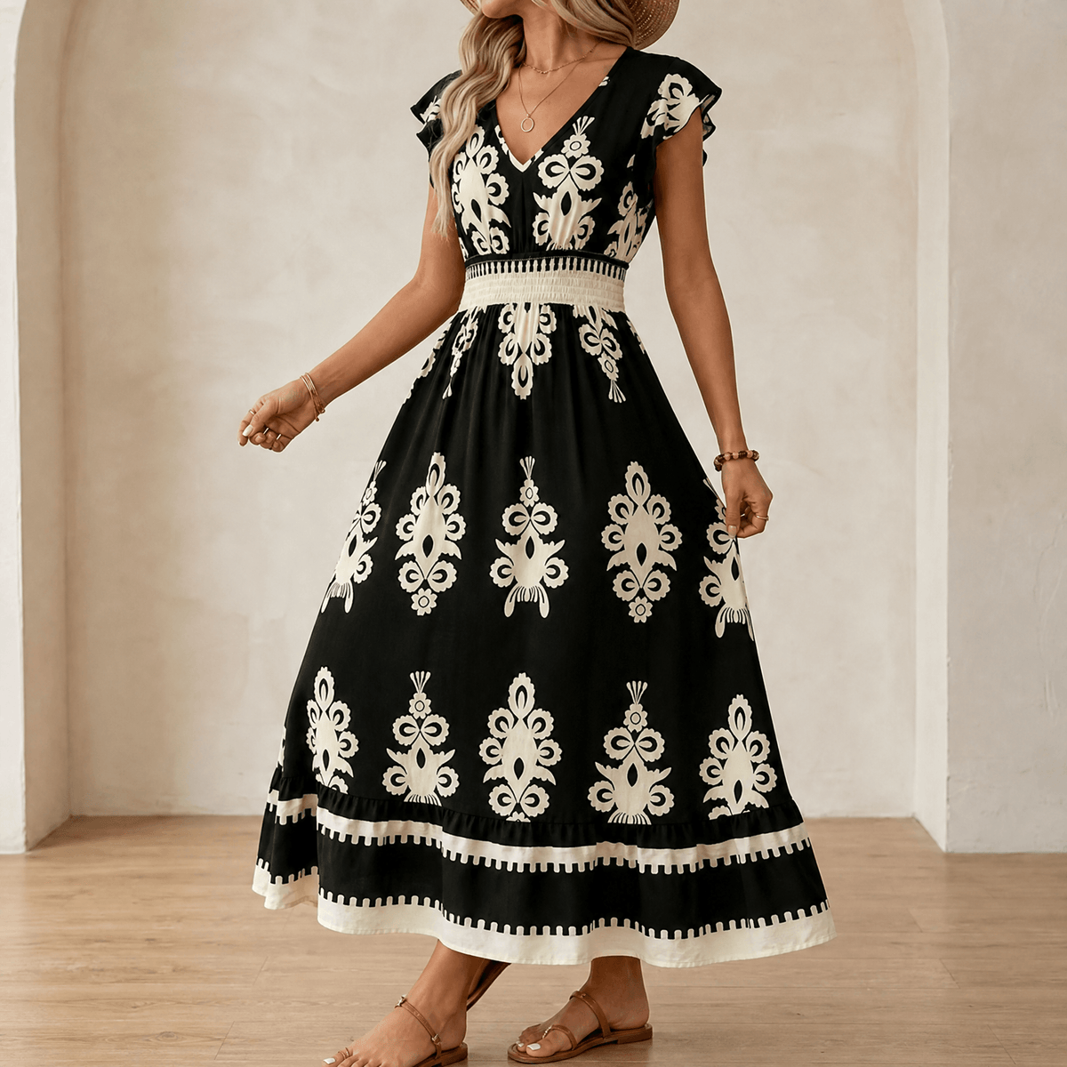 Robe maxi à imprimé baroque pour femme
