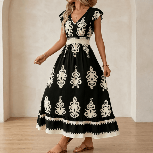 Robe maxi à imprimé baroque pour femme