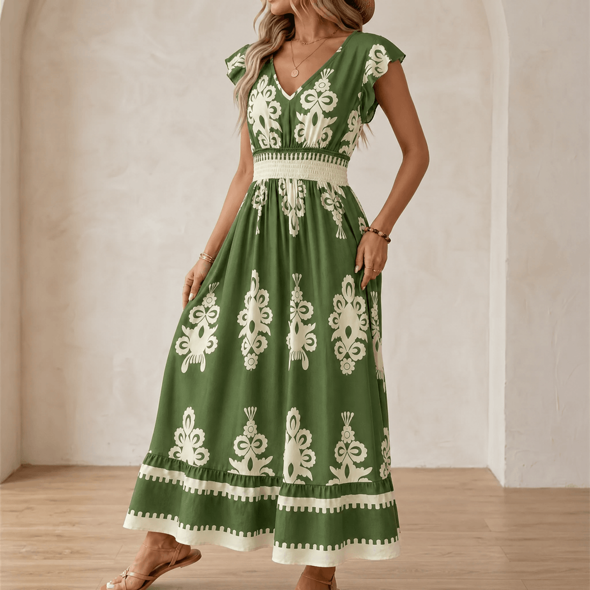 Robe maxi à imprimé baroque pour femme