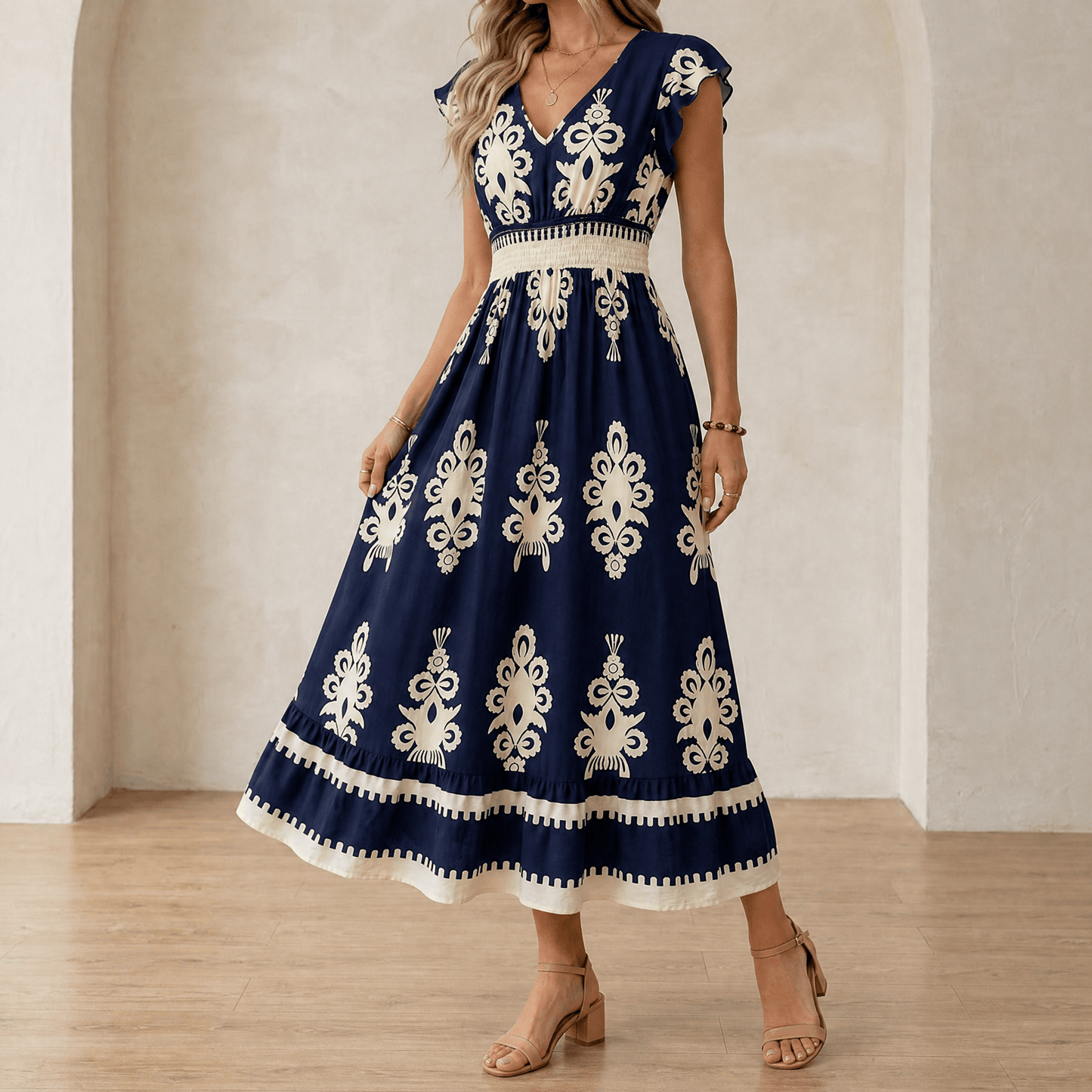 Robe maxi à imprimé baroque pour femme