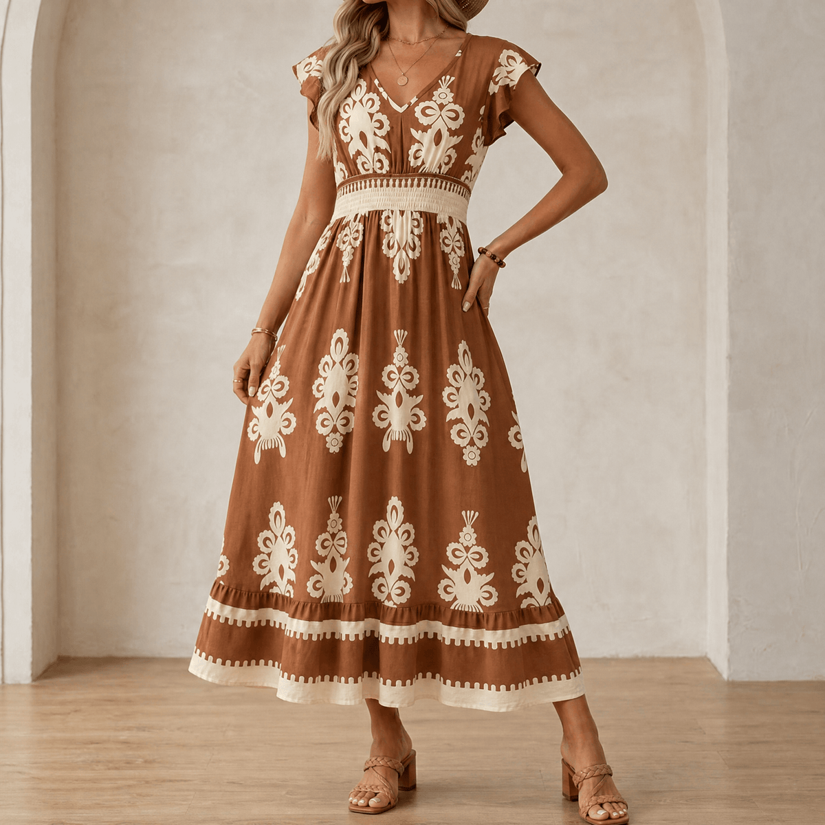 Robe maxi à imprimé baroque pour femme
