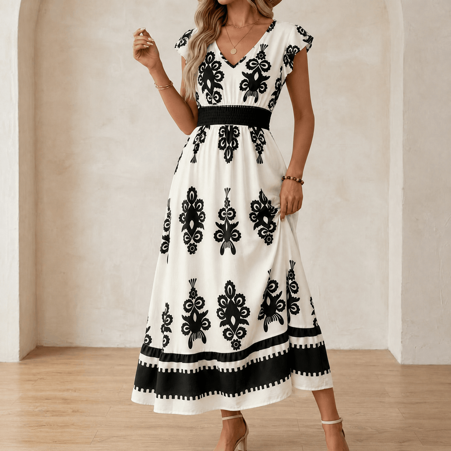 Robe maxi à imprimé baroque pour femme
