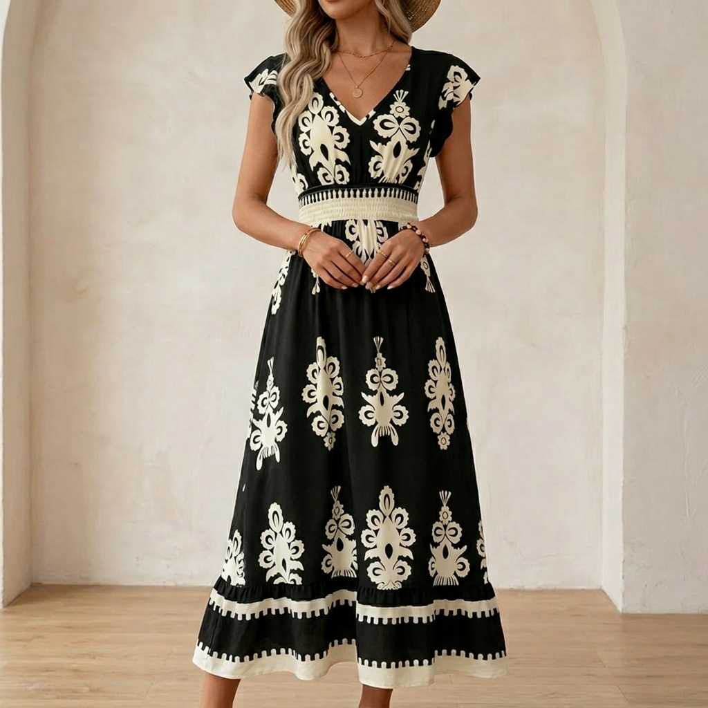 Robe maxi à imprimé baroque pour femme