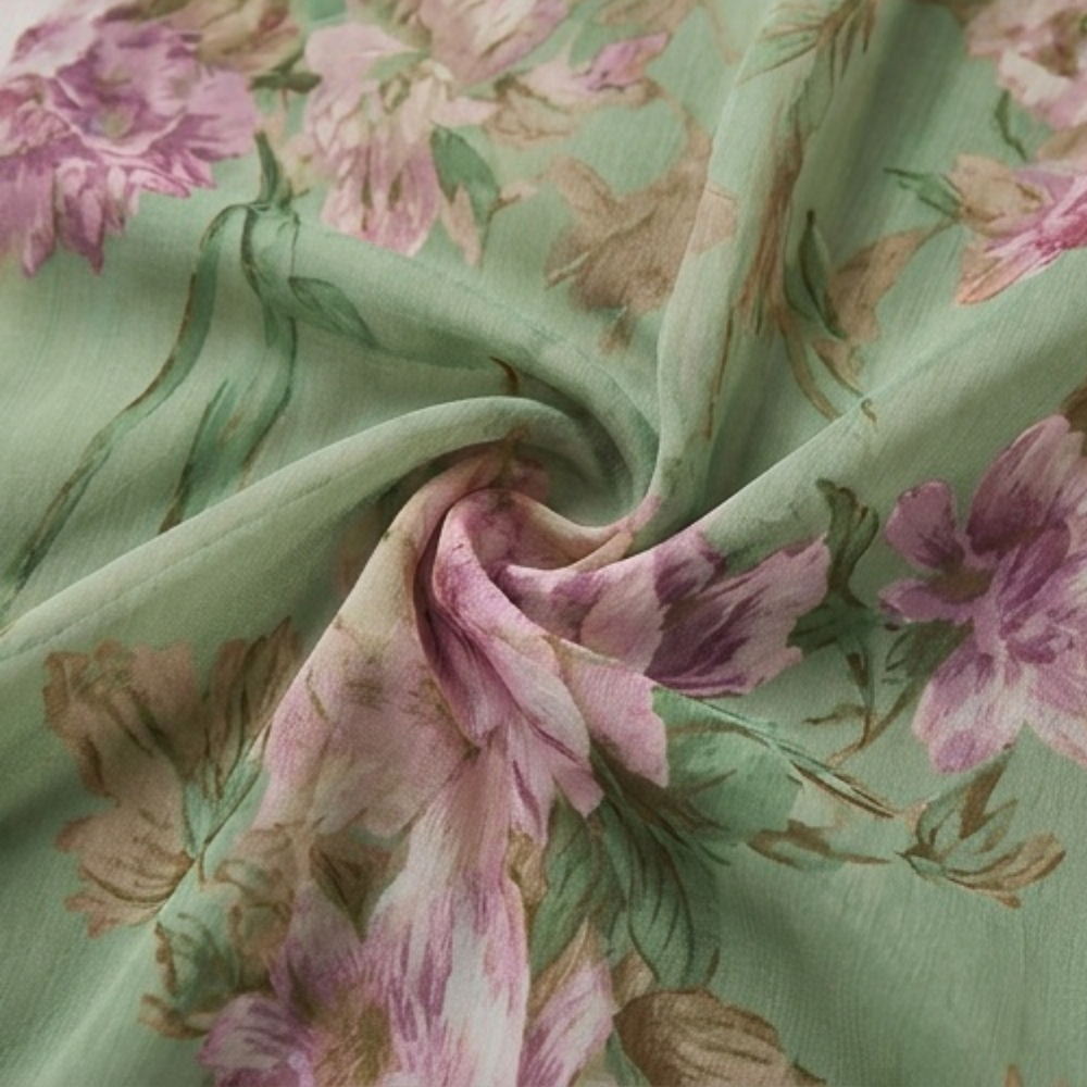 Robe maxi aérée d'été à motif floral vert sauge