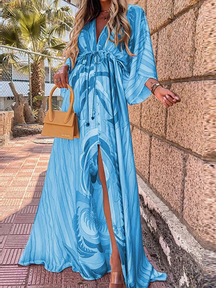 Robe maxi colorée à imprimé graphique