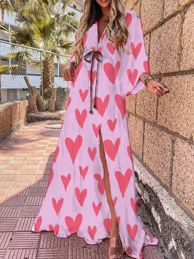 Robe maxi colorée à imprimé graphique