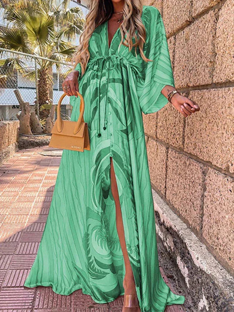 Robe maxi colorée à imprimé graphique