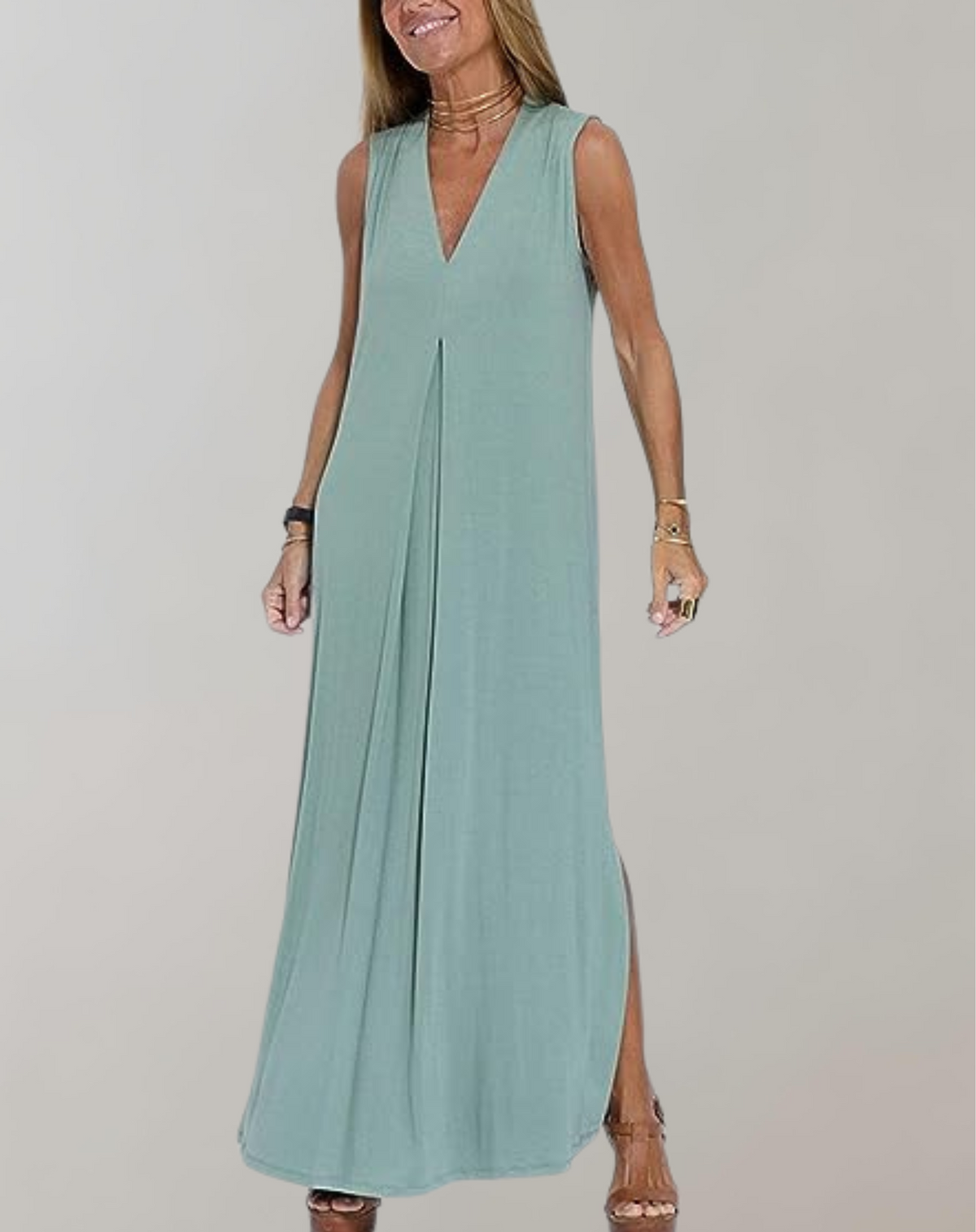Robe maxi d'été élégante à encolure en V