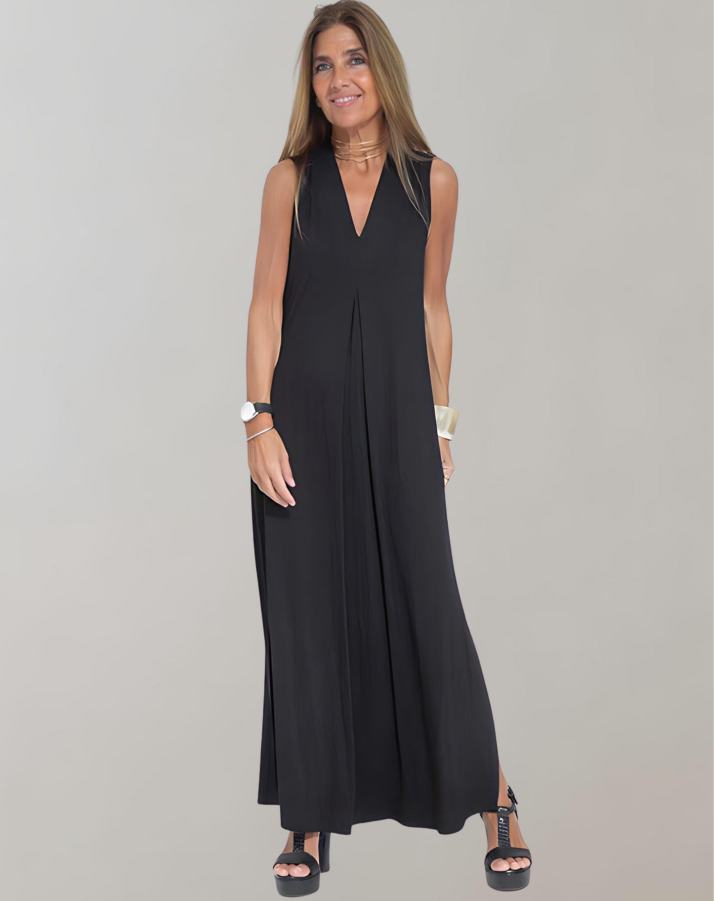 Robe maxi d'été élégante à encolure en V