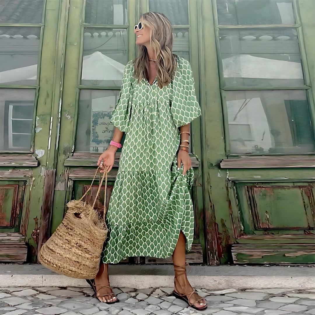 Robe maxi d'été étagée pour femme
